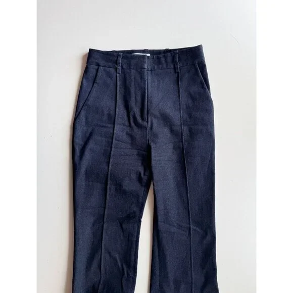 VERONICA BEARD Gracie Dark Indigo Stretch Denim Pintucked Bootcut Pants, Size 00 - Picture 6 of 15